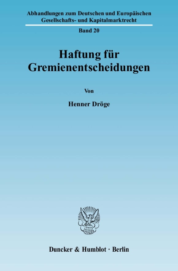 Cover Haftung für Gremienentscheidungen