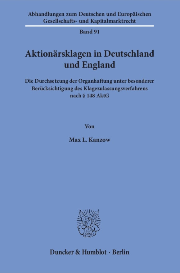 Cover Aktionärsklagen in Deutschland und England