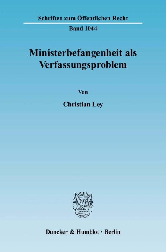 Cover Ministerbefangenheit als Verfassungsproblem