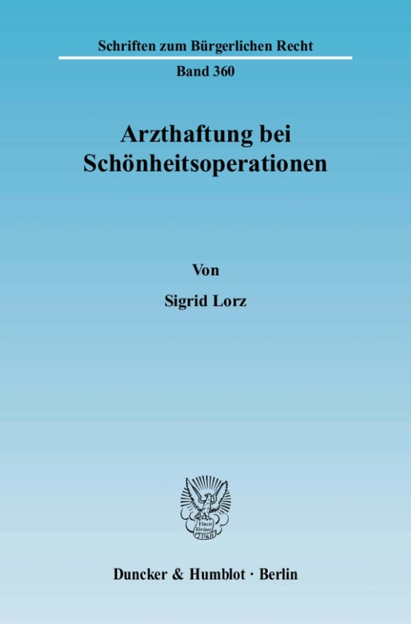 Cover Arzthaftung bei Schönheitsoperationen