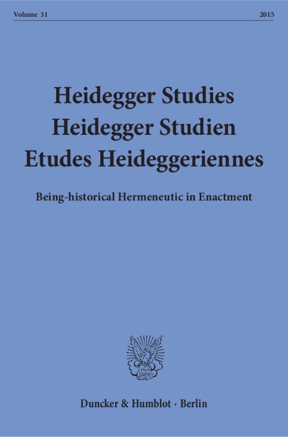 Cover Heidegger Studies / Heidegger Studien / Etudes Heideggeriennes