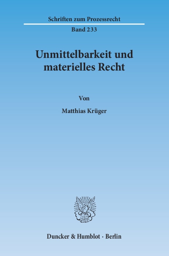 Cover Unmittelbarkeit und materielles Recht