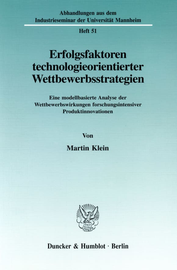 Cover Erfolgsfaktoren technologieorientierter Wettbewerbsstrategien