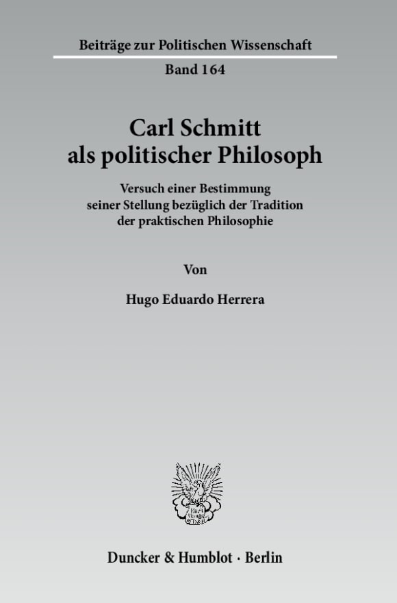 Cover Carl Schmitt als politischer Philosoph