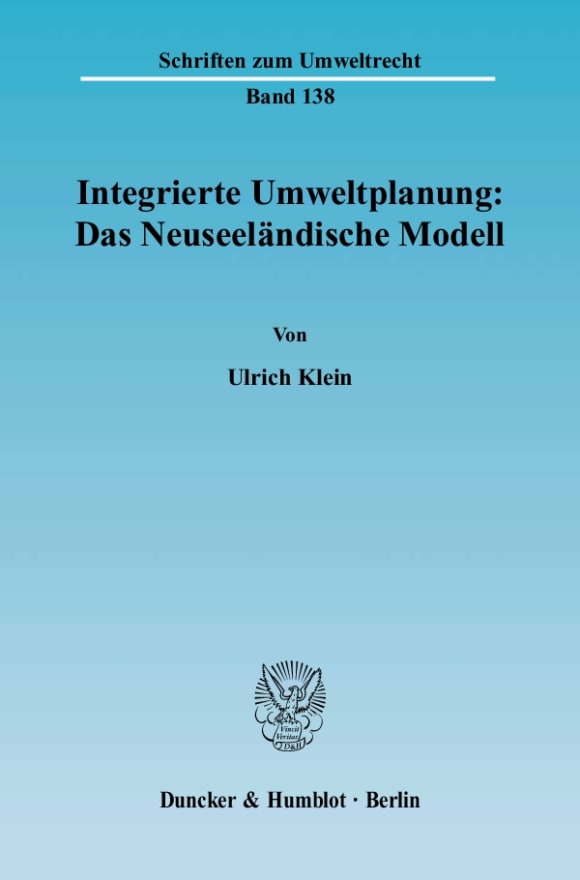 Cover Integrierte Umweltplanung: Das Neuseeländische Modell