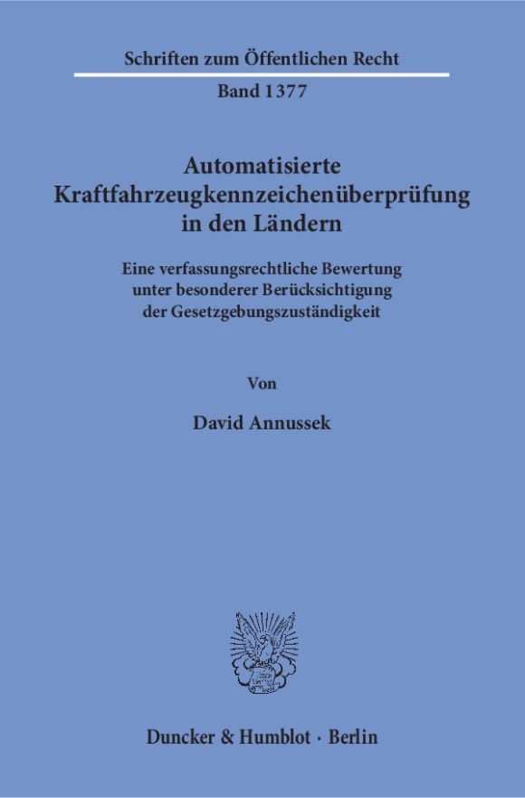 Cover Automatisierte Kraftfahrzeugkennzeichenüberprüfung in den Ländern