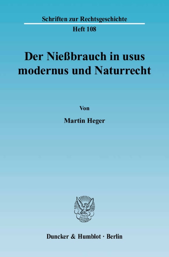 Cover Der Nießbrauch in usus modernus und Naturrecht