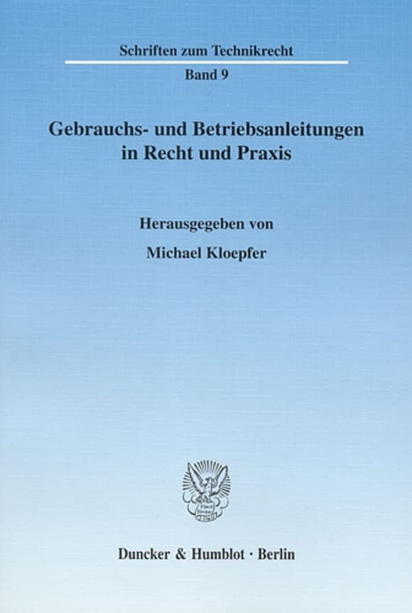 Cover Gebrauchs- und Betriebsanleitungen in Recht und Praxis