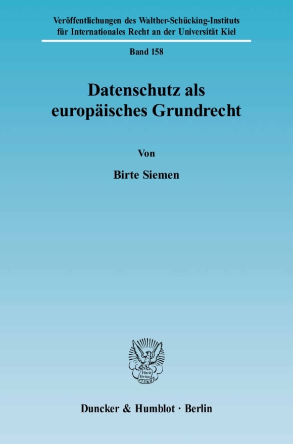 Cover Datenschutz als europäisches Grundrecht