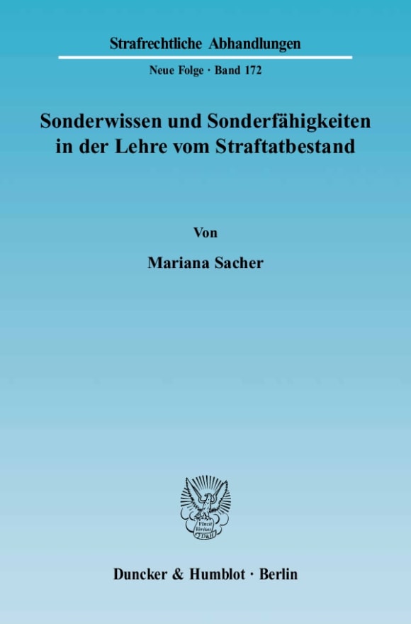 Cover Sonderwissen und Sonderfähigkeiten in der Lehre vom Straftatbestand