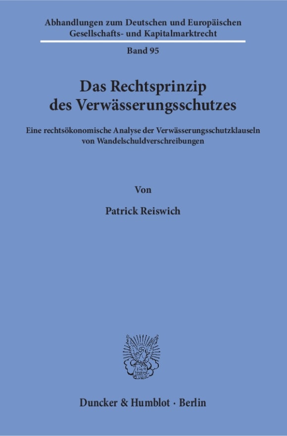 Cover Das Rechtsprinzip des Verwässerungsschutzes