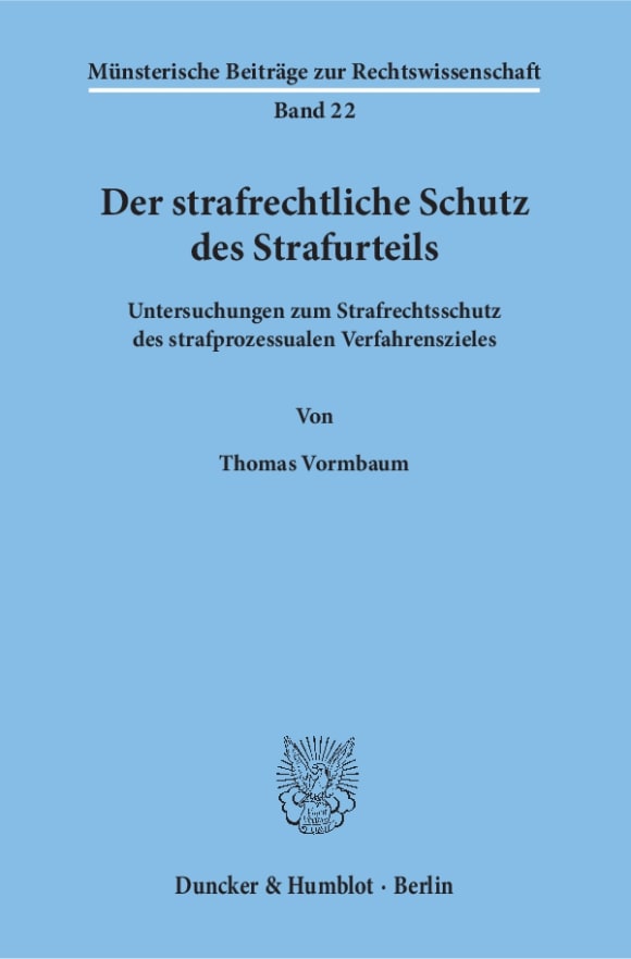 Cover Der strafrechtliche Schutz des Strafurteils