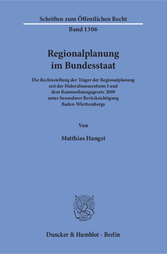 Cover Regionalplanung im Bundesstaat