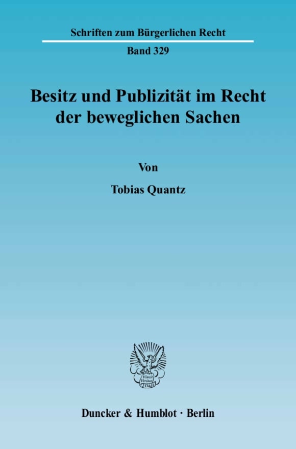 Cover Besitz und Publizität im Recht der beweglichen Sachen