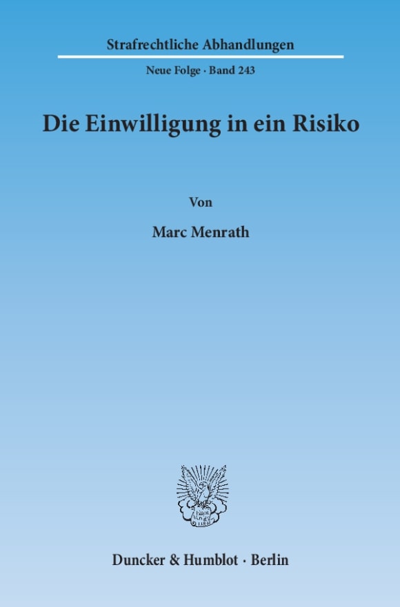 Cover Die Einwilligung in ein Risiko