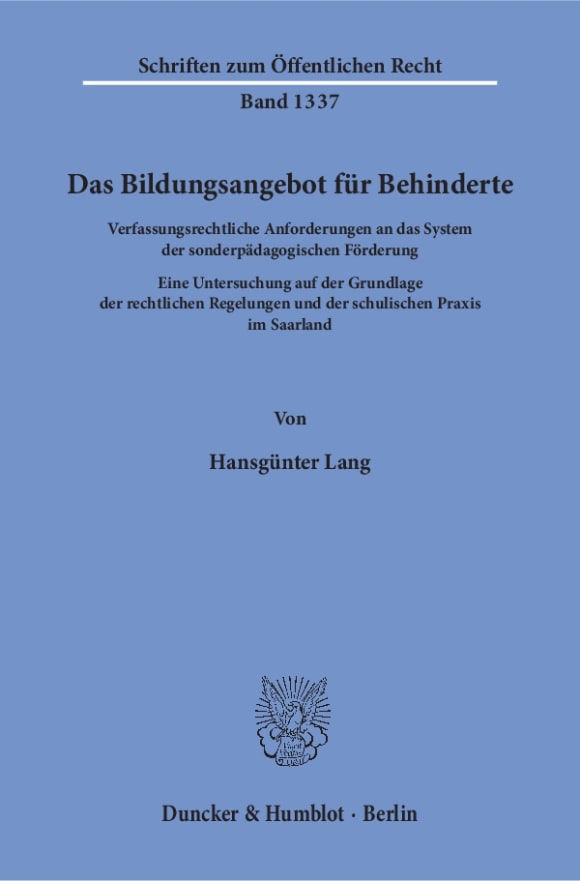 Cover Das Bildungsangebot für Behinderte