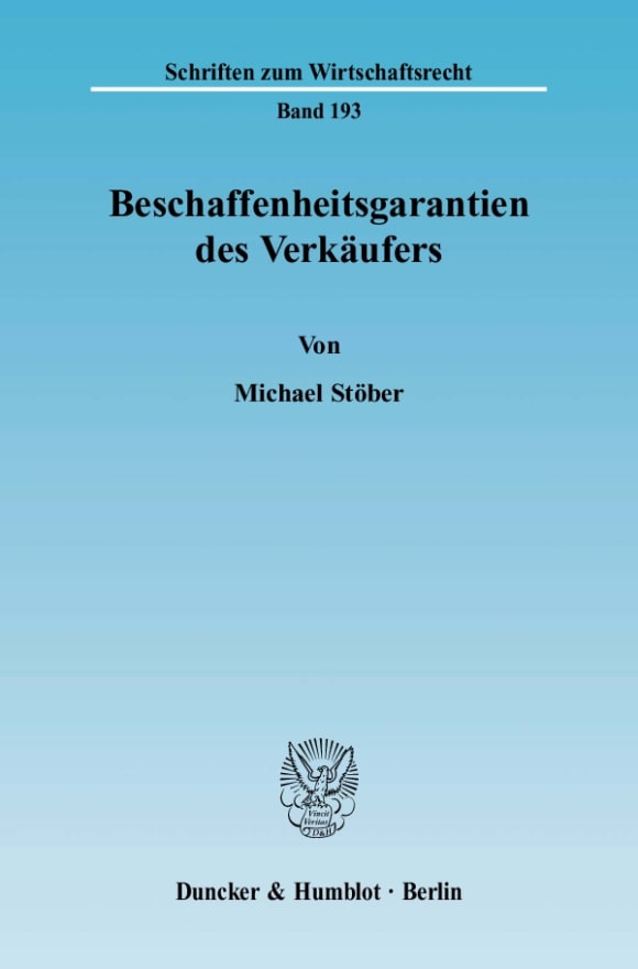 Cover Beschaffenheitsgarantien des Verkäufers