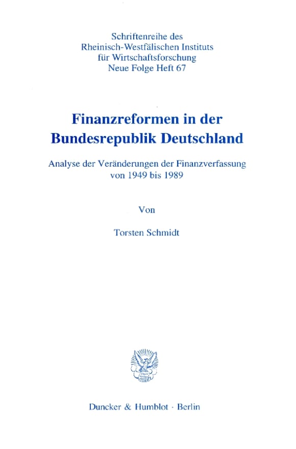 Cover Finanzreformen in der Bundesrepublik Deutschland