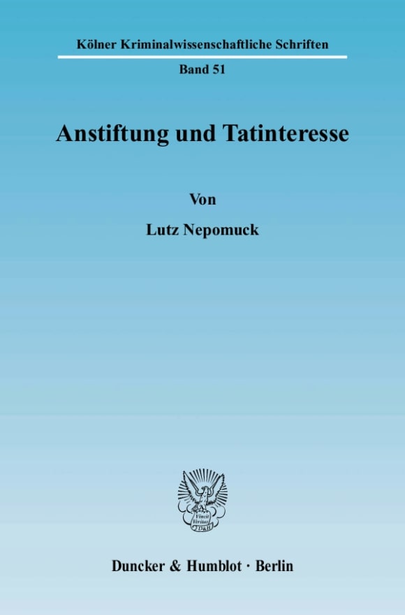 Cover Anstiftung und Tatinteresse