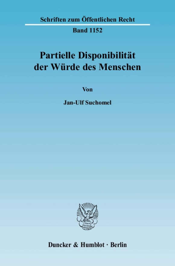 Cover Partielle Disponibilität der Würde des Menschen