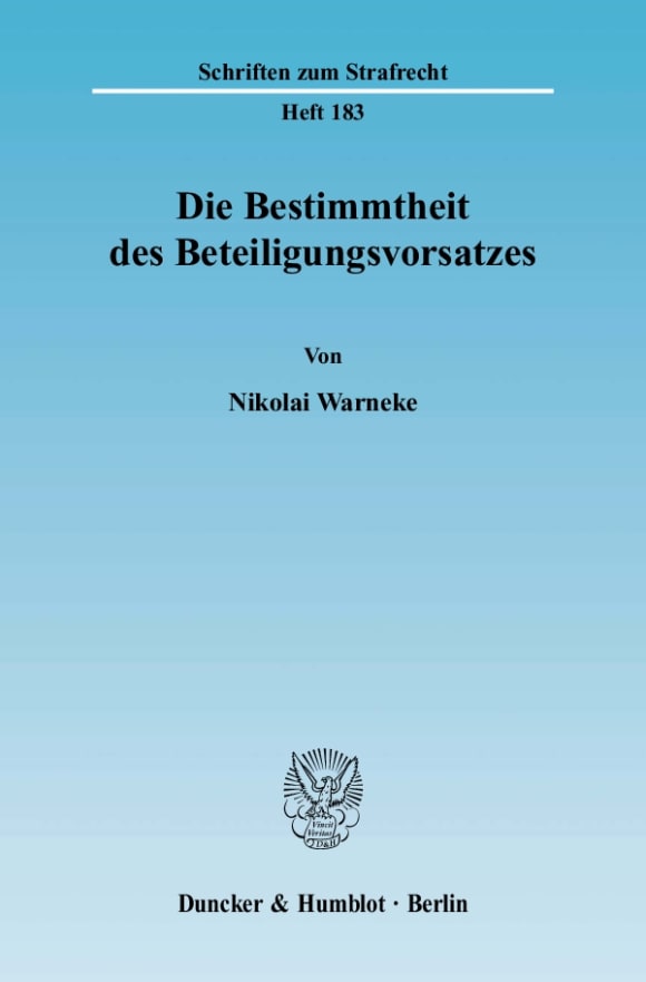 Cover Die Bestimmtheit des Beteiligungsvorsatzes