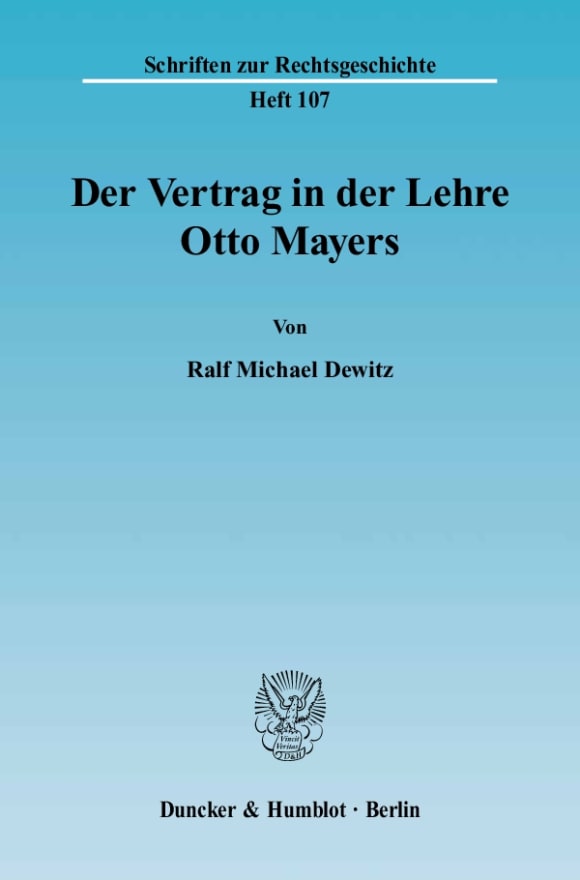 Cover Der Vertrag in der Lehre Otto Mayers