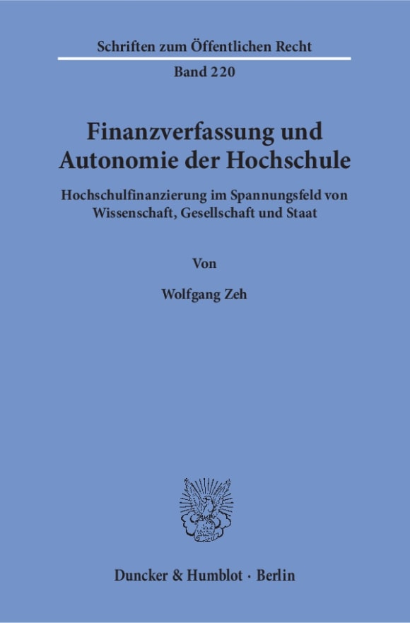 Cover Finanzverfassung und Autonomie der Hochschule