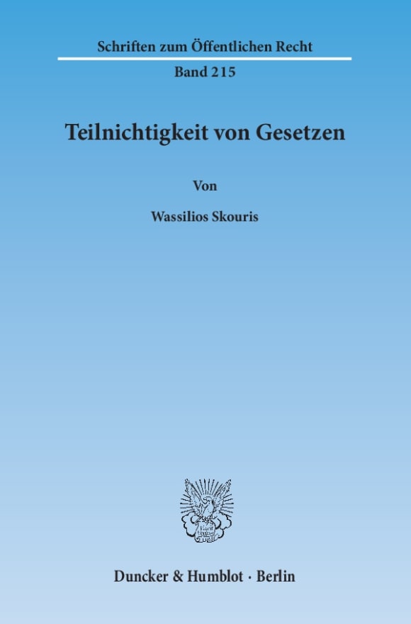 Cover Teilnichtigkeit von Gesetzen