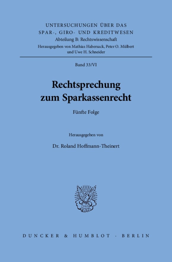 Cover Rechtsprechung zum Sparkassenrecht