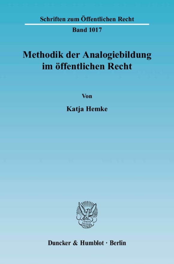 Cover Methodik der Analogiebildung im öffentlichen Recht