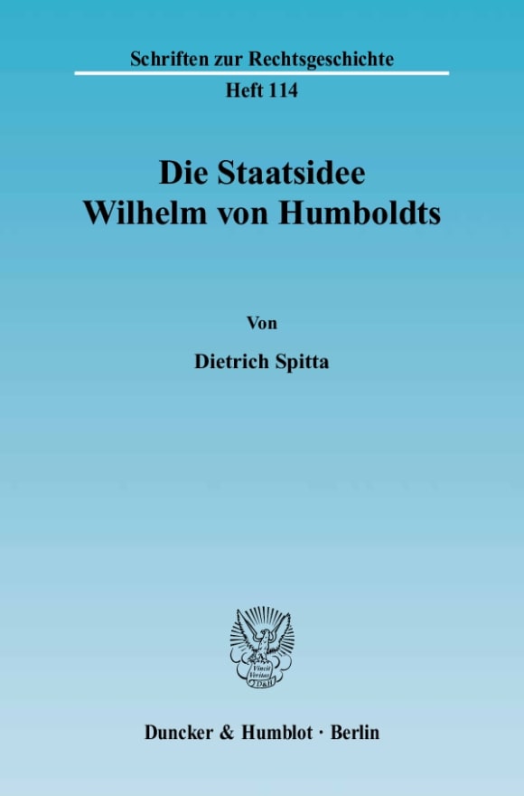 Cover Die Staatsidee Wilhelm von Humboldts