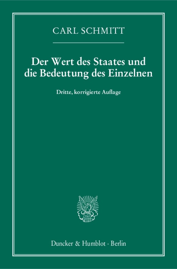 Cover Der Wert des Staates und die Bedeutung des Einzelnen