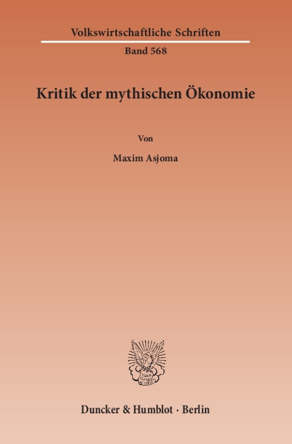 Cover Kritik der mythischen Ökonomie