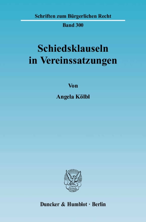 Cover Schiedsklauseln in Vereinssatzungen