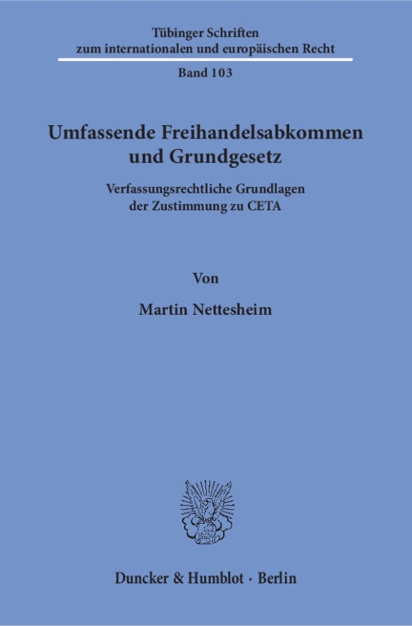 Cover Umfassende Freihandelsabkommen und Grundgesetz