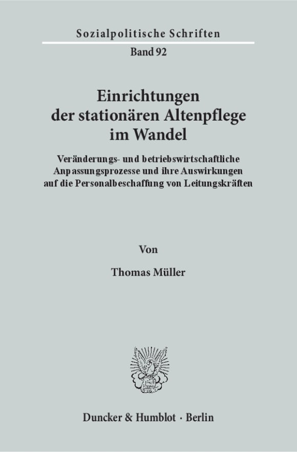 Cover Einrichtungen der stationären Altenpflege im Wandel