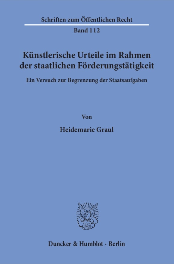 Cover Künstlerische Urteile im Rahmen der staatlichen Förderungstätigkeit