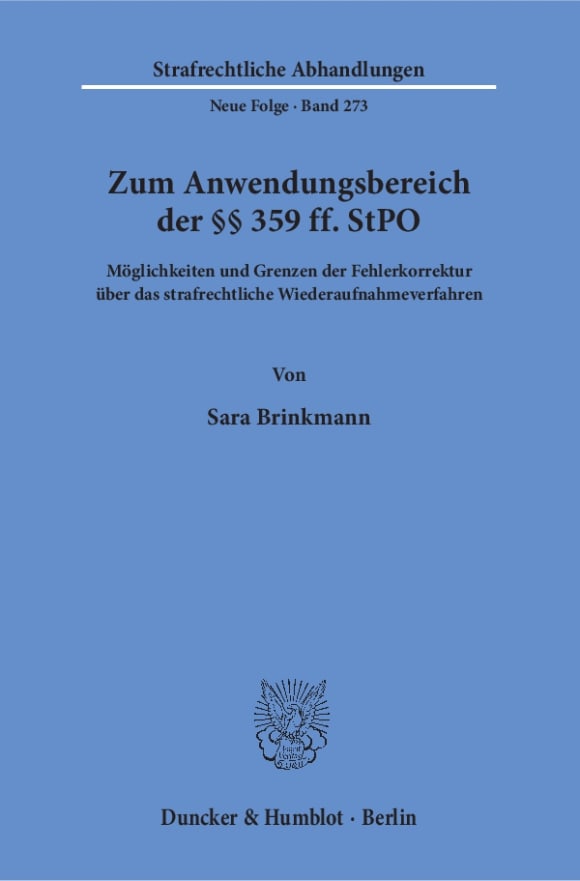 Cover Zum Anwendungsbereich der §§ 359 ff. StPO