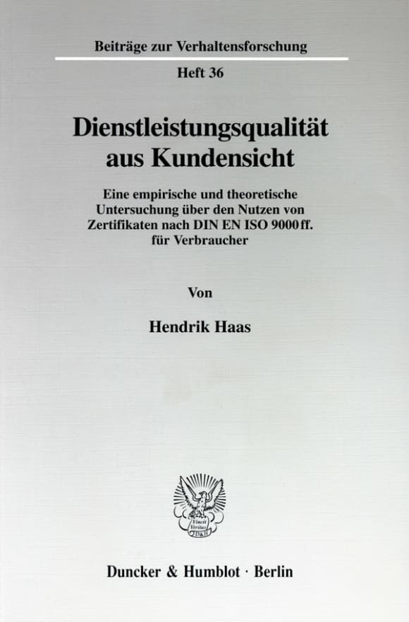 Cover Dienstleistungsqualität aus Kundensicht