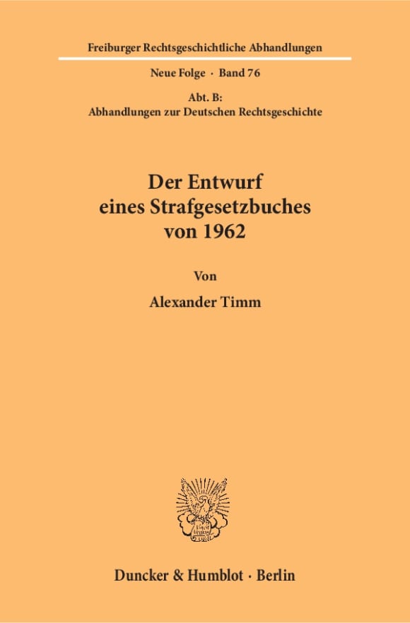 Cover Der Entwurf eines Strafgesetzbuches von 1962