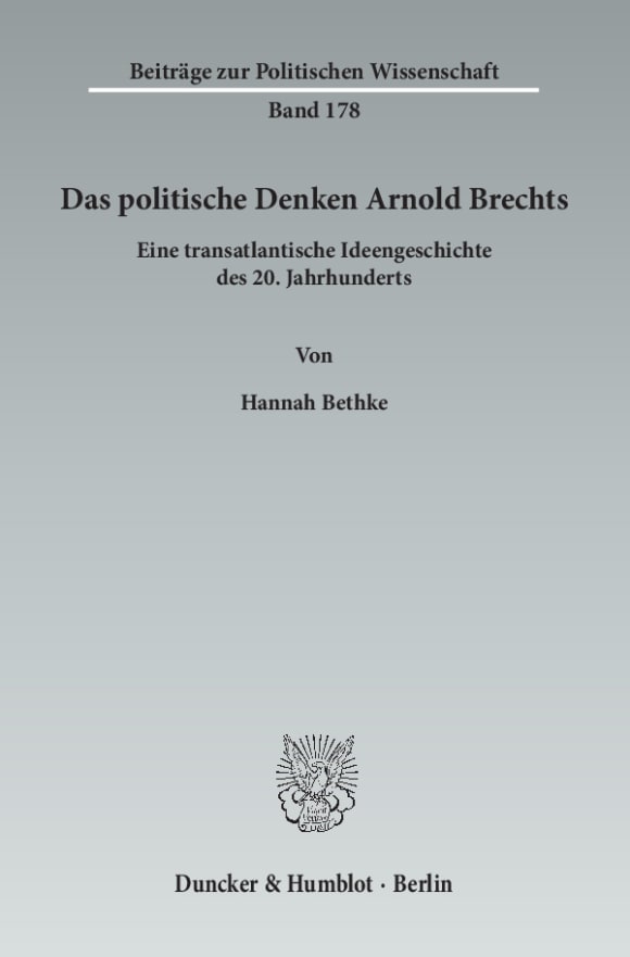 Cover Das politische Denken Arnold Brechts