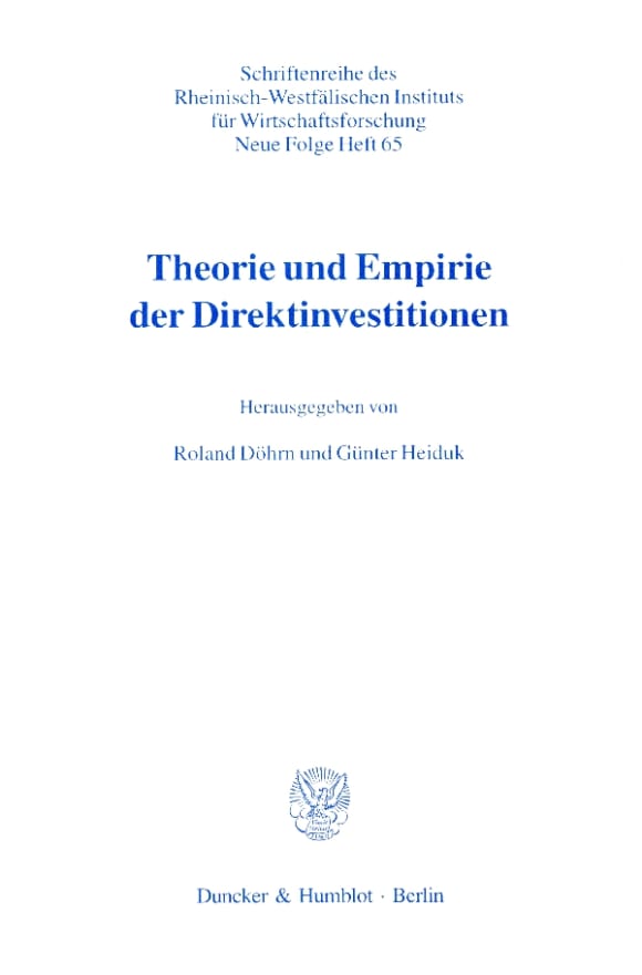 Cover Theorie und Empirie der Direktinvestitionen