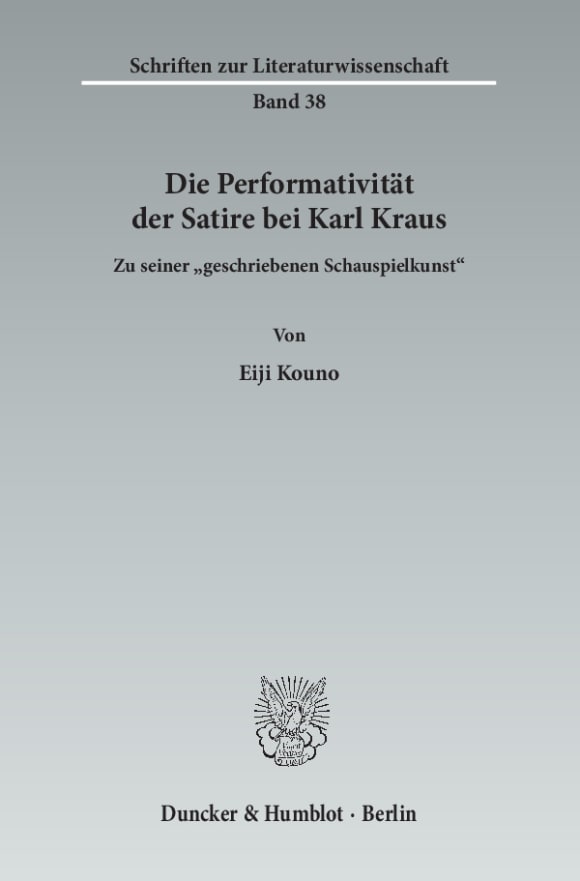 Cover Die Performativität der Satire bei Karl Kraus