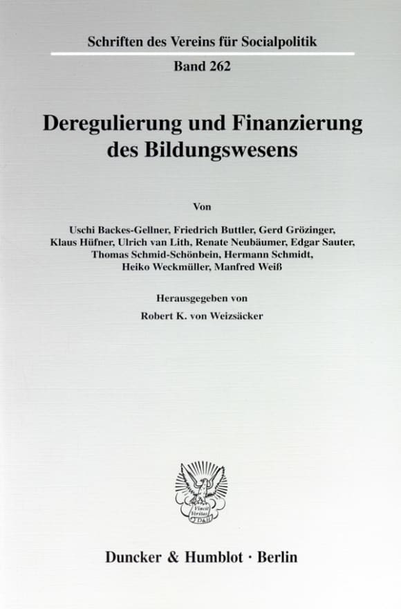 Cover Deregulierung und Finanzierung des Bildungswesens