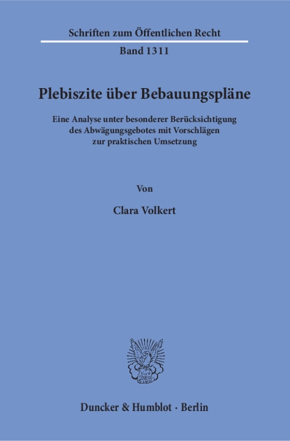 Cover Plebiszite über Bebauungspläne