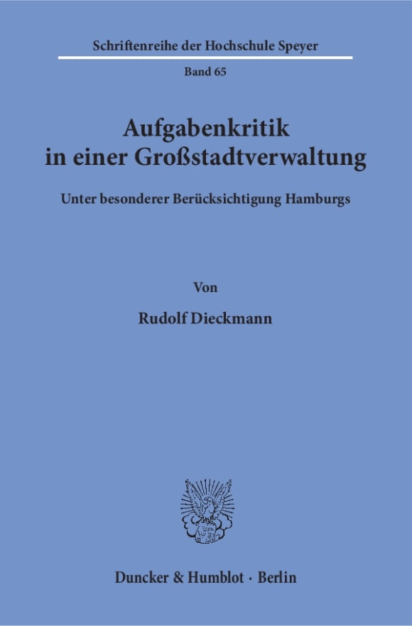 Cover Aufgabenkritik in einer Großstadtverwaltung