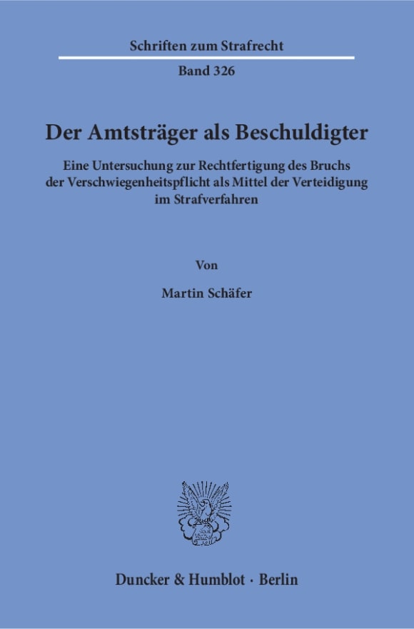 Cover Der Amtsträger als Beschuldigter