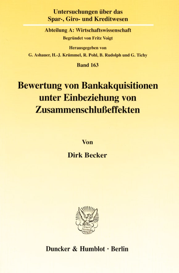 Cover Bewertung von Bankakquisitionen unter Einbeziehung von Zusammenschlußeffekten