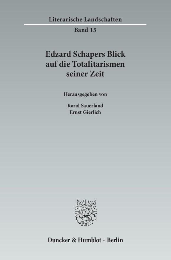 Cover Edzard Schapers Blick auf die Totalitarismen seiner Zeit