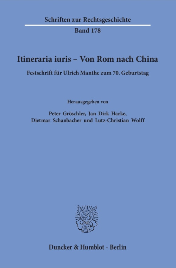 Cover Itineraria iuris – Von Rom nach China